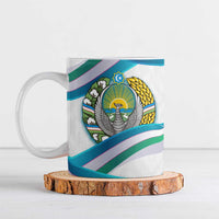 Uzbekistan Ceramic Mug with Ribbon Wave Design - Wonder Print Shop