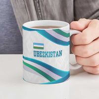 Uzbekistan Ceramic Mug with Ribbon Wave Design - Wonder Print Shop