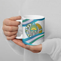 Uzbekistan Ceramic Mug with Ribbon Wave Design - Wonder Print Shop