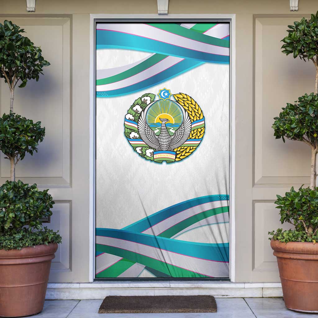 Uzbekistan Door Cover with Ribbon Wave Design - Wonder Print Shop