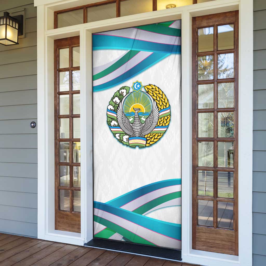Uzbekistan Door Cover with Ribbon Wave Design - Wonder Print Shop