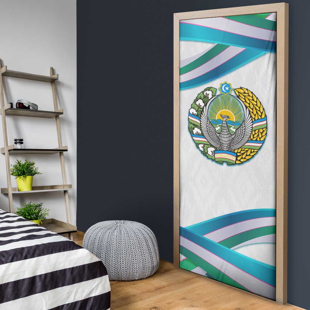Uzbekistan Door Cover with Ribbon Wave Design - Wonder Print Shop