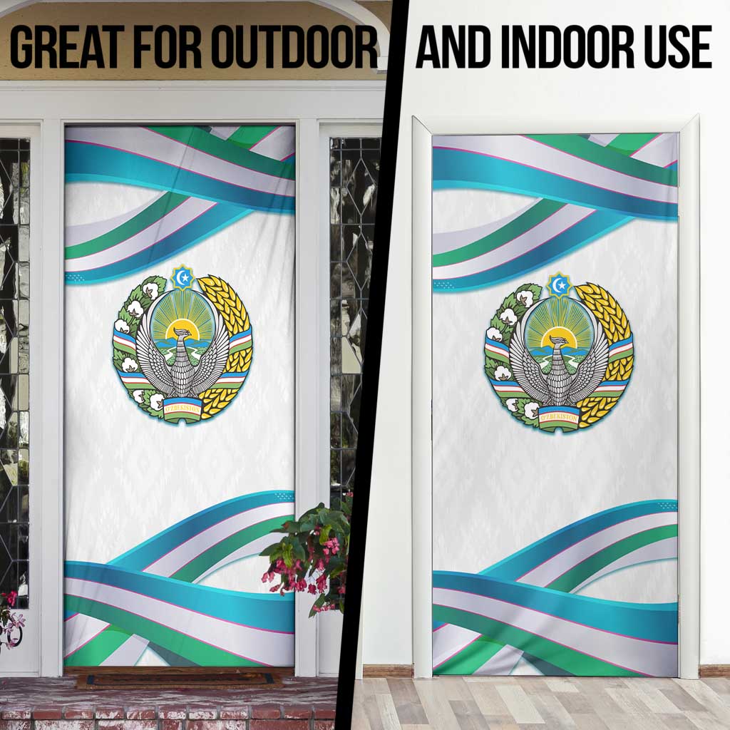 Uzbekistan Door Cover with Ribbon Wave Design - Wonder Print Shop