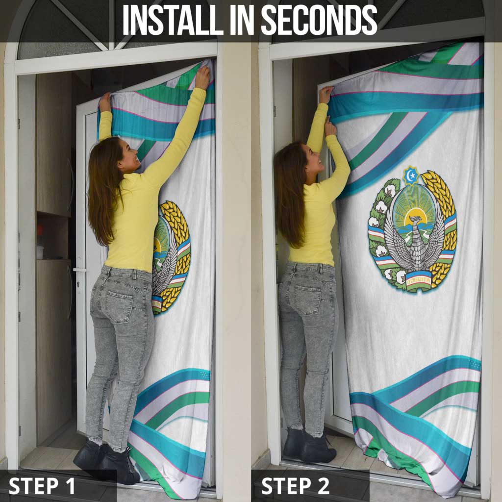 Uzbekistan Door Cover with Ribbon Wave Design - Wonder Print Shop