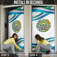 Uzbekistan Door Cover with Ribbon Wave Design - Wonder Print Shop