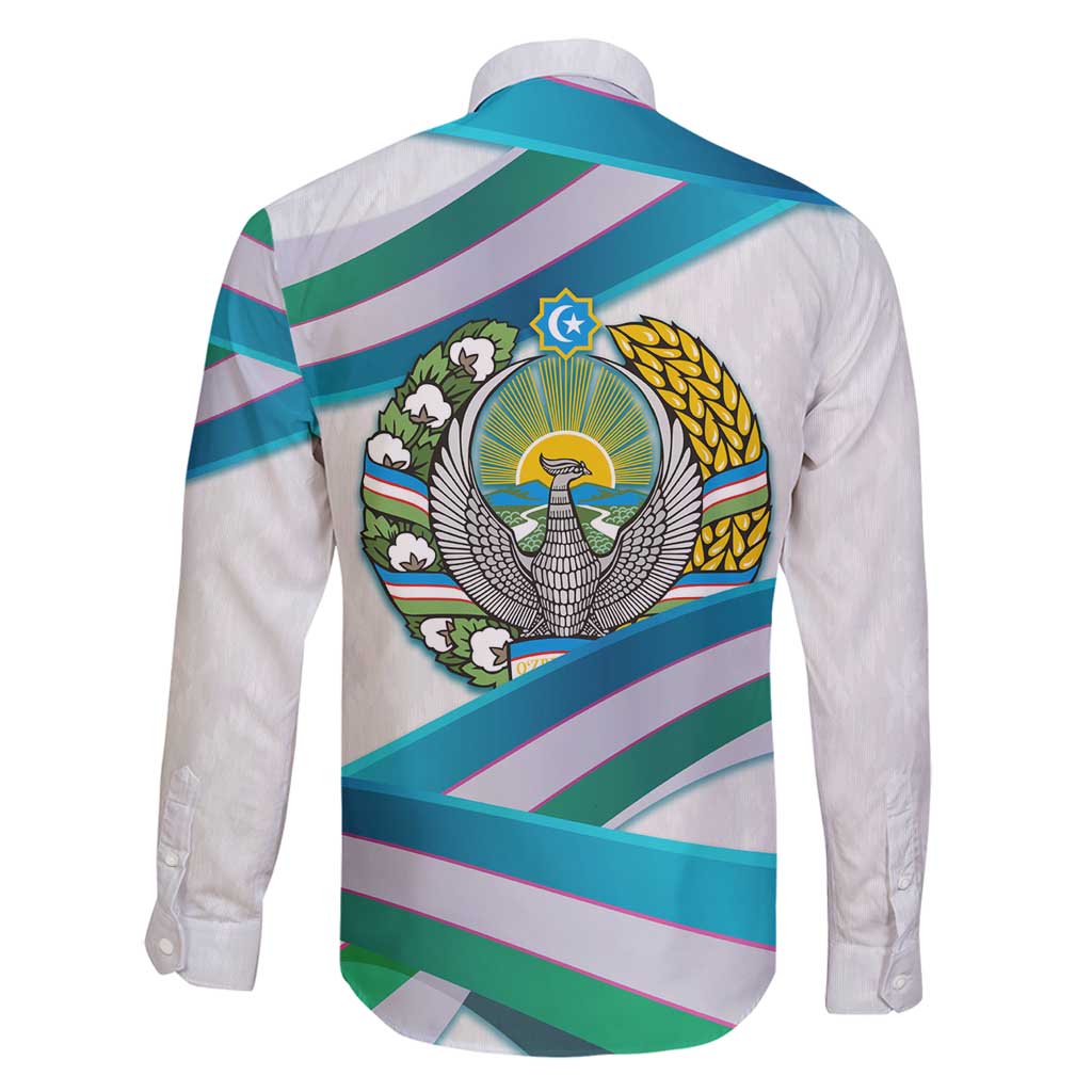 Uzbekistan Family Matching Mermaid Dress and Hawaiian Shirt with Ribbon Wave Design - Wonder Print Shop