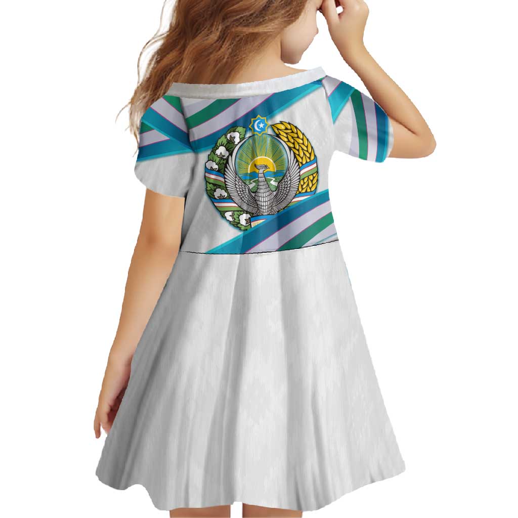 Uzbekistan Family Matching Off Shoulder Maxi Dress and Hawaiian Shirt with Ribbon Wave Design - Wonder Print Shop