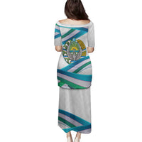 Uzbekistan Family Matching Puletasi and Hawaiian Shirt with Ribbon Wave Design - Wonder Print Shop