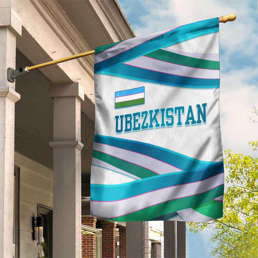 Uzbekistan Garden Flag with Ribbon Wave Design - Wonder Print Shop