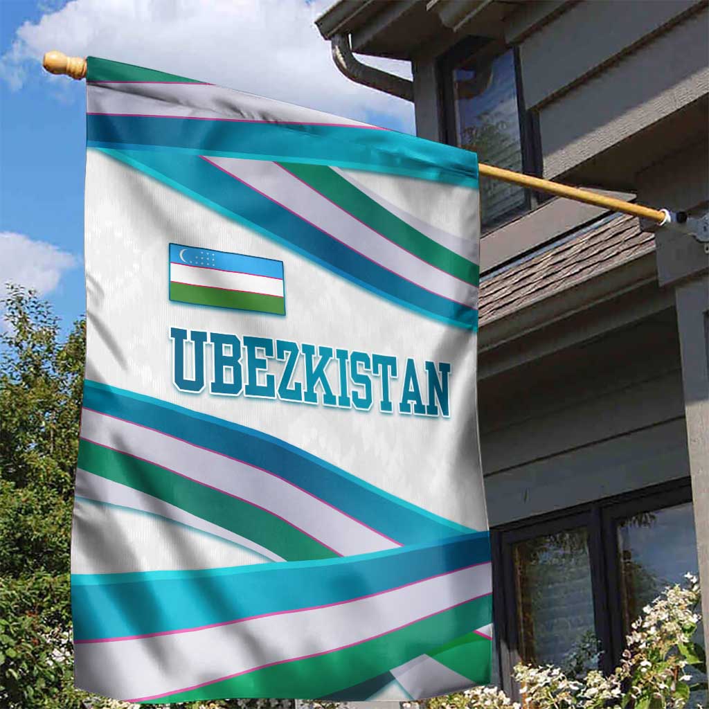 Uzbekistan Garden Flag with Ribbon Wave Design - Wonder Print Shop