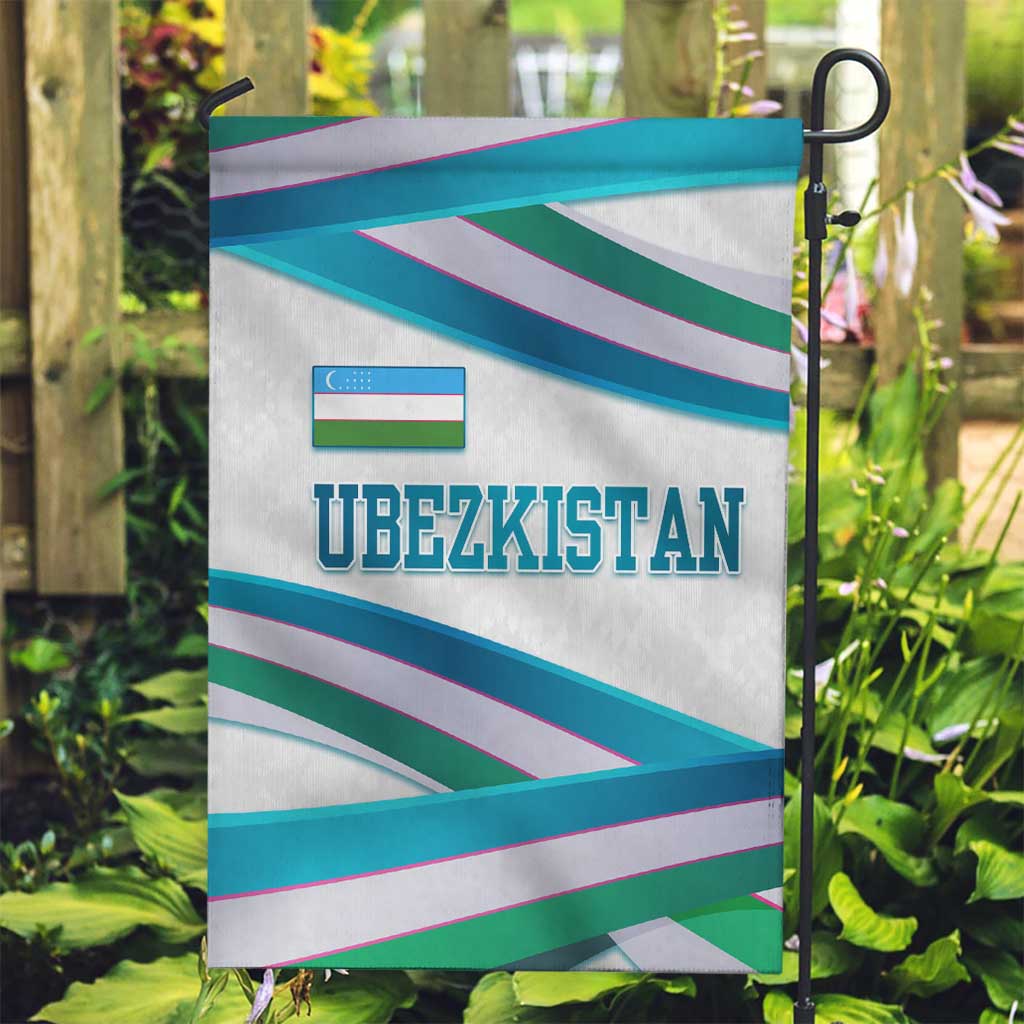 Uzbekistan Garden Flag with Ribbon Wave Design - Wonder Print Shop