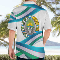 Uzbekistan Hawaiian Shirt with Ribbon Wave Design - Wonder Print Shop