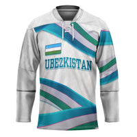 Uzbekistan Hockey Jersey with Ribbon Wave Design - Wonder Print Shop