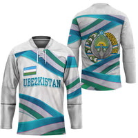 Uzbekistan Hockey Jersey with Ribbon Wave Design - Wonder Print Shop