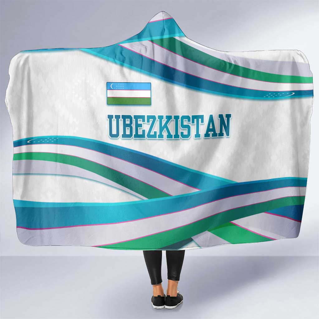 Uzbekistan Hooded Blanket with Ribbon Wave Design - Wonder Print Shop
