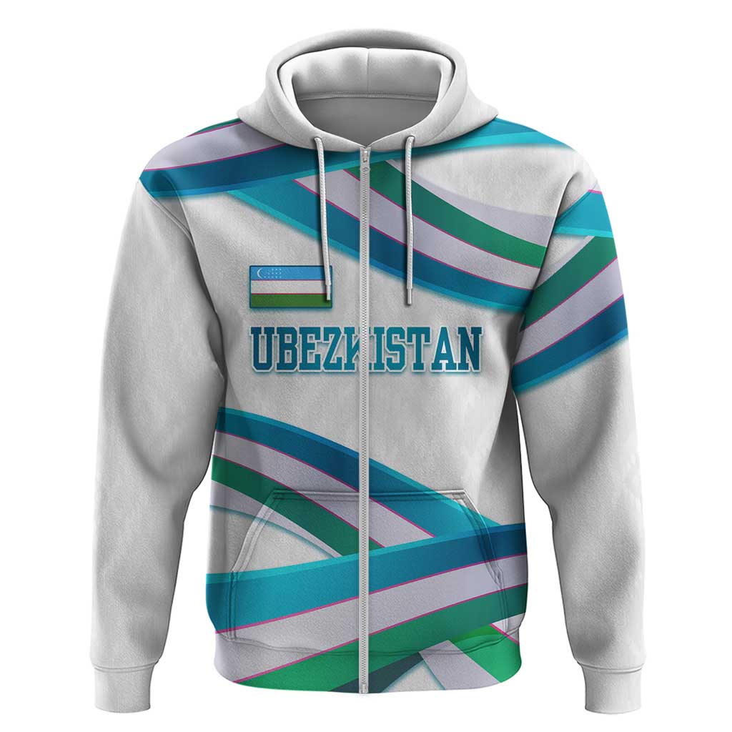Uzbekistan Hoodie with Ribbon Wave Design - Wonder Print Shop