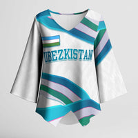 Uzbekistan Kimono Sleeve Blouse with Ribbon Wave Design - Wonder Print Shop