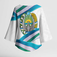 Uzbekistan Kimono Sleeve Blouse with Ribbon Wave Design - Wonder Print Shop