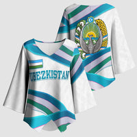 Uzbekistan Kimono Sleeve Blouse with Ribbon Wave Design - Wonder Print Shop