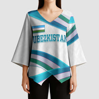 Uzbekistan Kimono Sleeve Blouse with Ribbon Wave Design - Wonder Print Shop