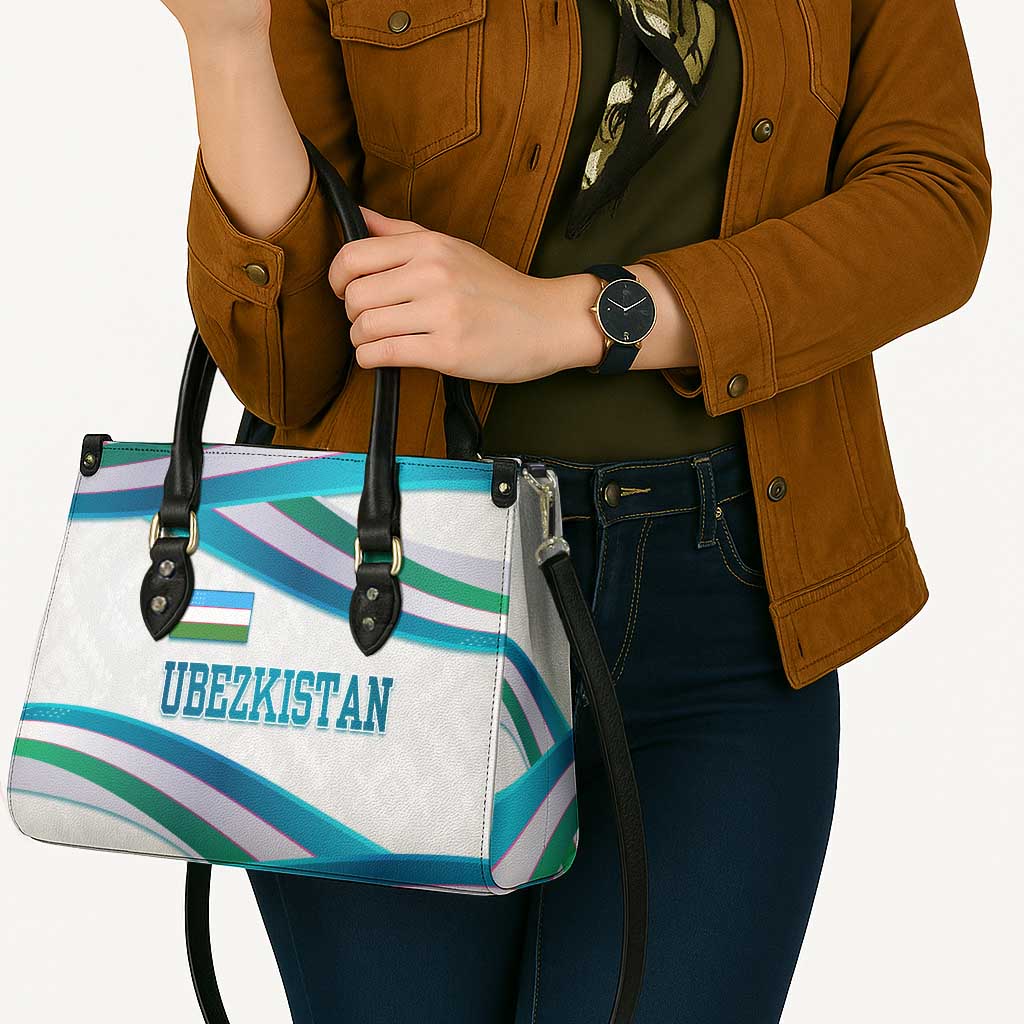 Uzbekistan Leather Bag with Ribbon Wave Design - Wonder Print Shop