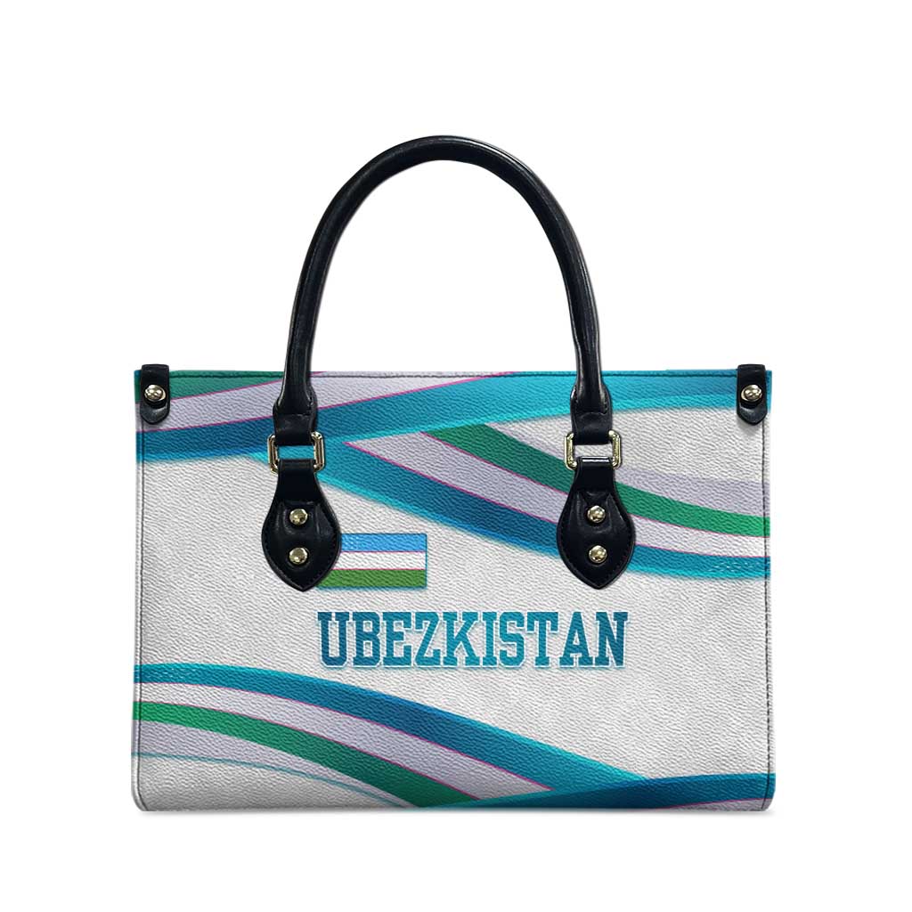 Uzbekistan Leather Bag with Ribbon Wave Design - Wonder Print Shop