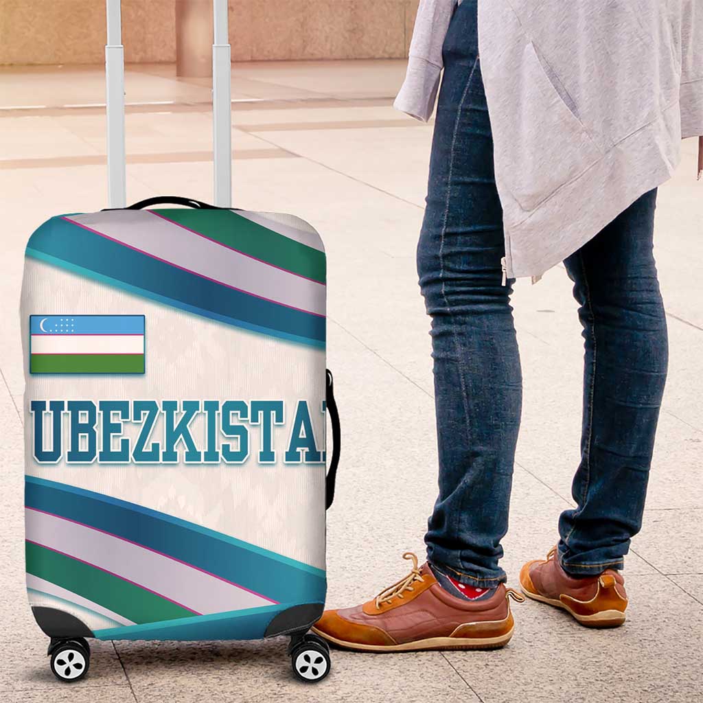 Uzbekistan Luggage Cover with Ribbon Wave Design - Wonder Print Shop