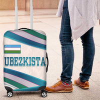 Uzbekistan Luggage Cover with Ribbon Wave Design - Wonder Print Shop