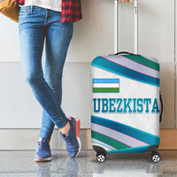 Uzbekistan Luggage Cover with Ribbon Wave Design - Wonder Print Shop