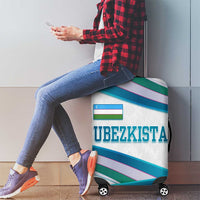 Uzbekistan Luggage Cover with Ribbon Wave Design - Wonder Print Shop