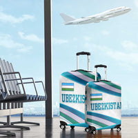 Uzbekistan Luggage Cover with Ribbon Wave Design - Wonder Print Shop