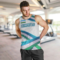 Uzbekistan Men Tank Top with Ribbon Wave Design - Wonder Print Shop
