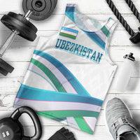 Uzbekistan Men Tank Top with Ribbon Wave Design - Wonder Print Shop
