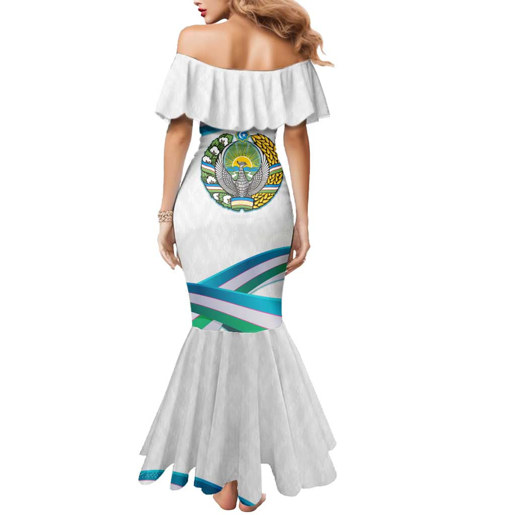 Uzbekistan Mermaid Dress with Ribbon Wave Design - Wonder Print Shop