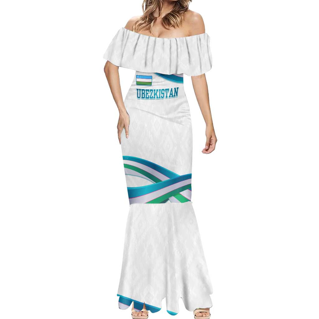 Uzbekistan Mermaid Dress with Ribbon Wave Design - Wonder Print Shop