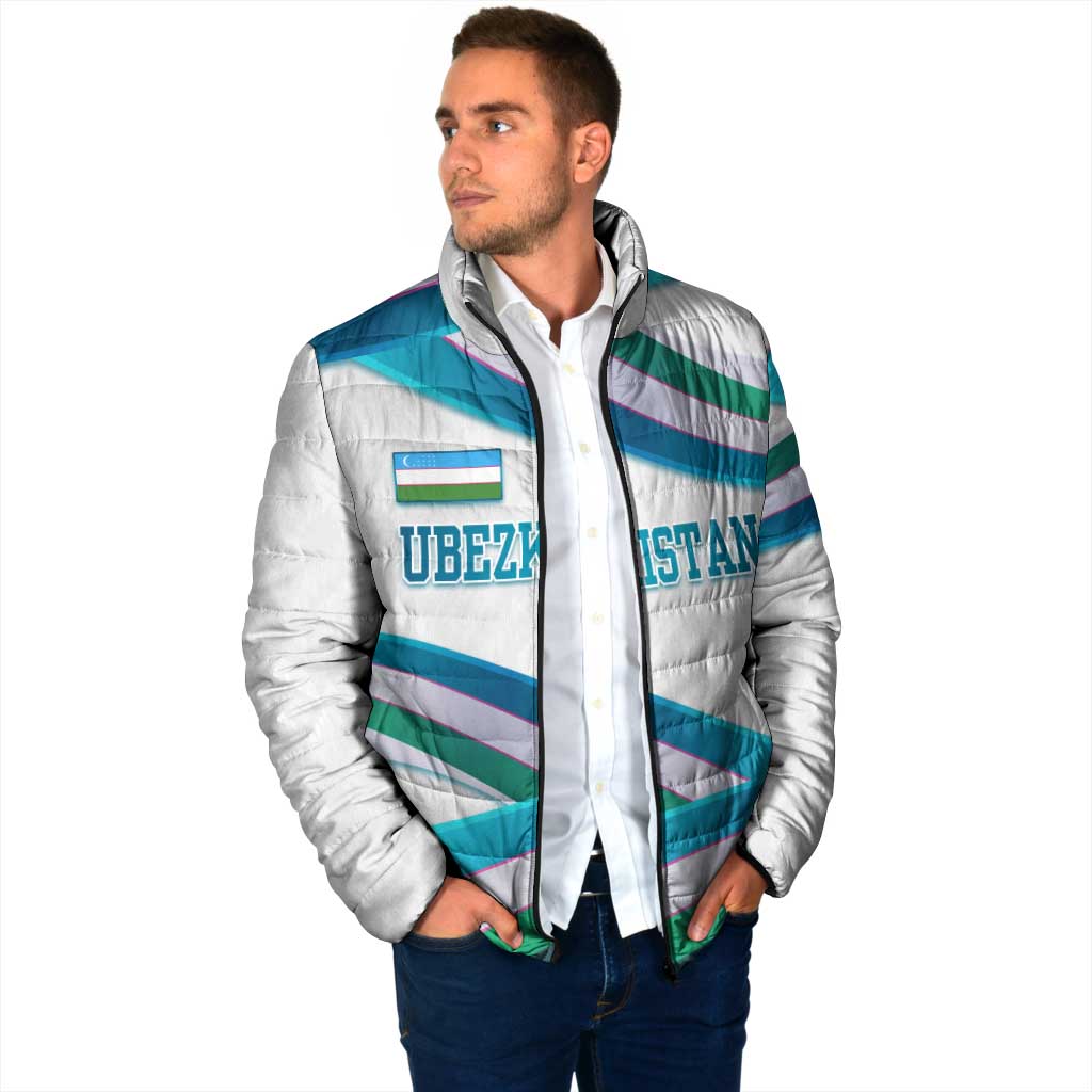 Uzbekistan Padded Jacket with Ribbon Wave Design - Wonder Print Shop