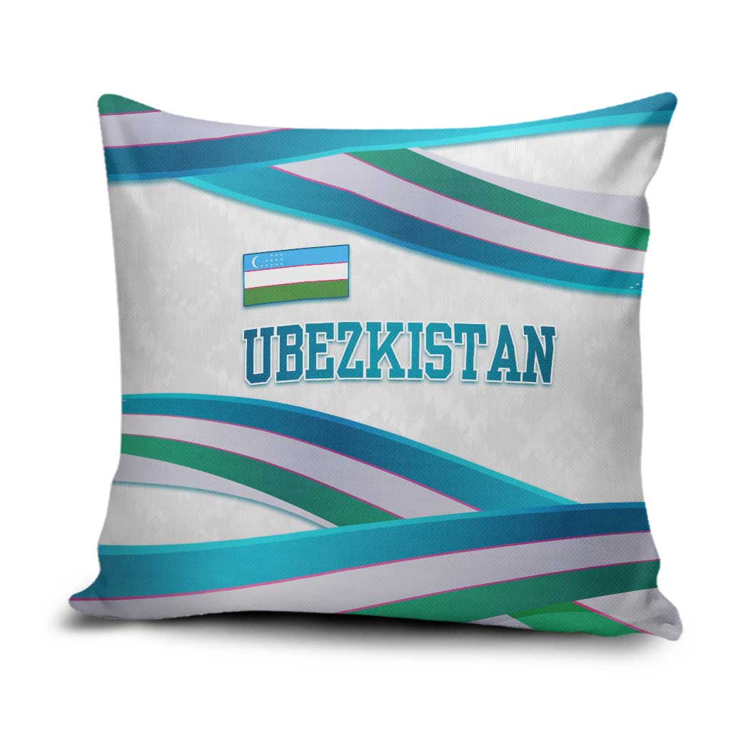 Uzbekistan Pillow Cover with Ribbon Wave Design - Wonder Print Shop