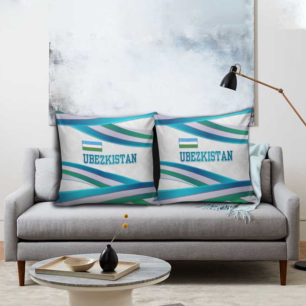 Uzbekistan Pillow Cover with Ribbon Wave Design - Wonder Print Shop