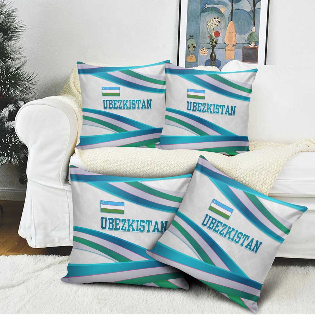 Uzbekistan Pillow Cover with Ribbon Wave Design - Wonder Print Shop
