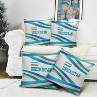 Uzbekistan Pillow Cover with Ribbon Wave Design - Wonder Print Shop