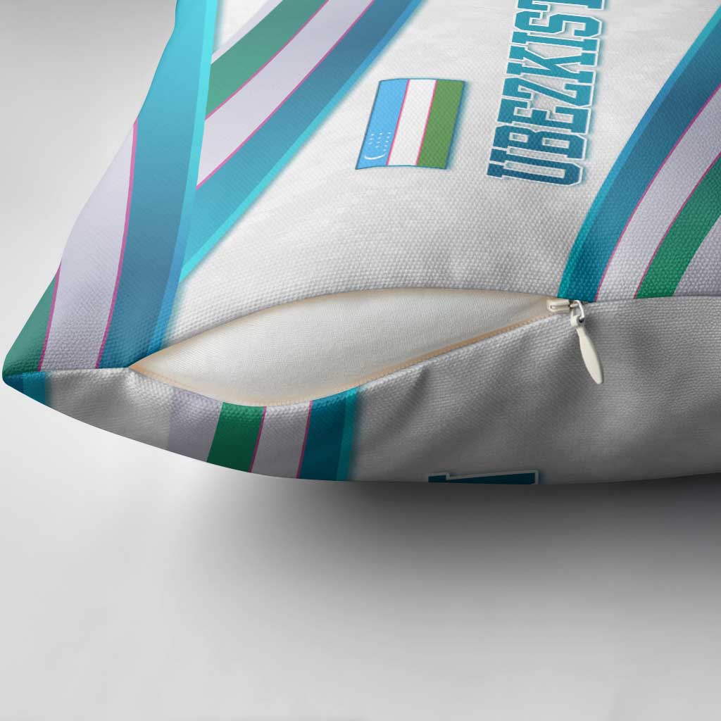 Uzbekistan Pillow Cover with Ribbon Wave Design - Wonder Print Shop