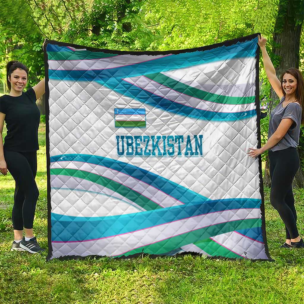Uzbekistan Quilt with Ribbon Wave Design - Wonder Print Shop