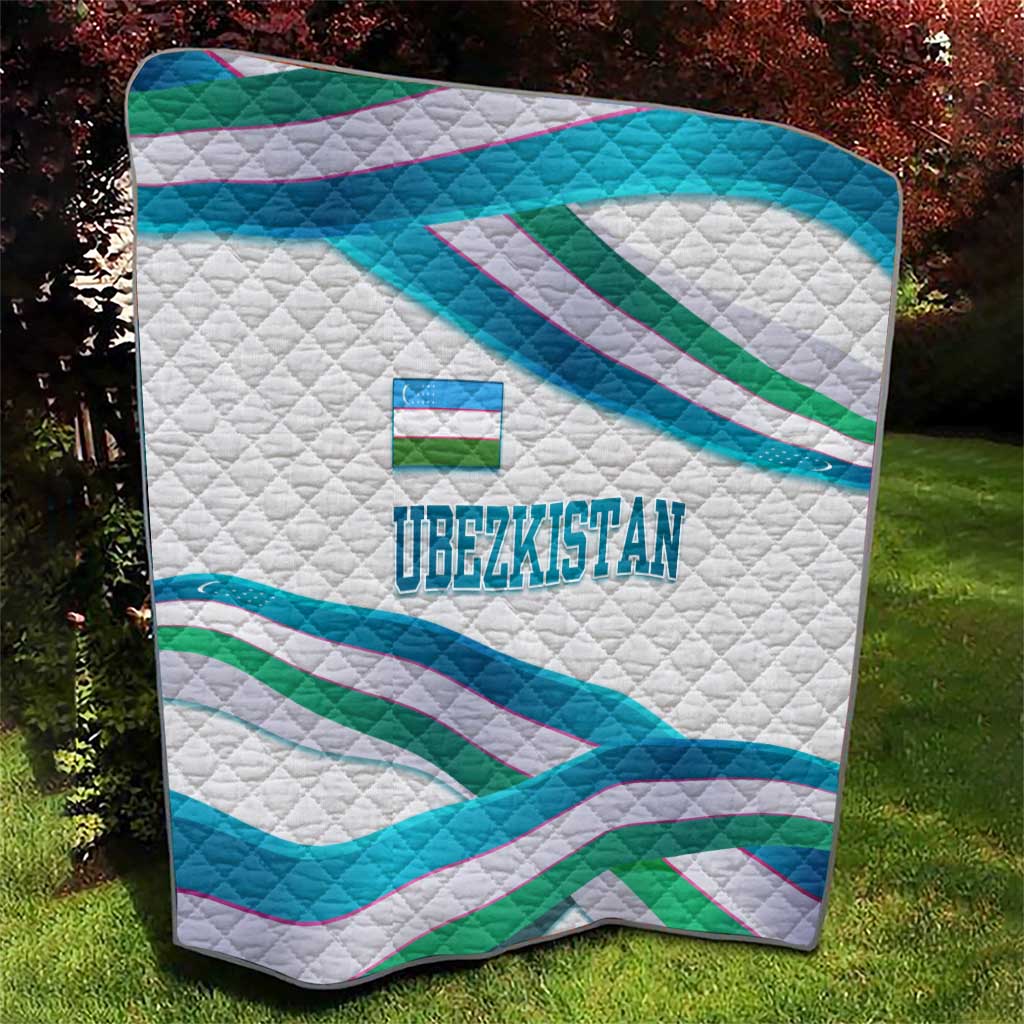 Uzbekistan Quilt with Ribbon Wave Design - Wonder Print Shop