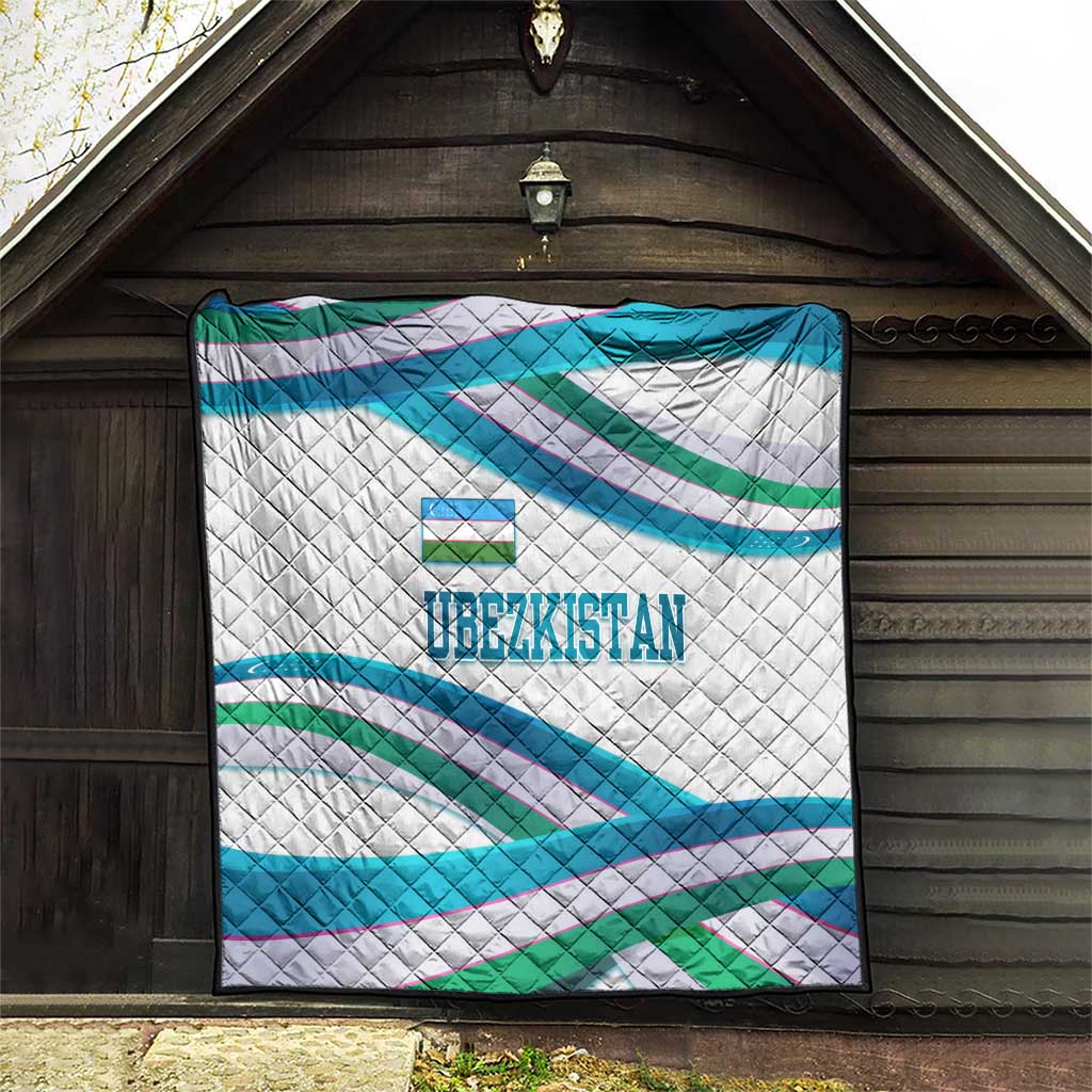 Uzbekistan Quilt with Ribbon Wave Design - Wonder Print Shop