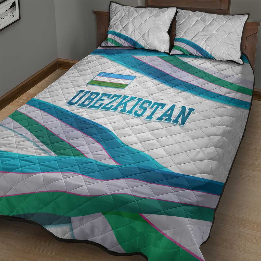 Uzbekistan Quilt Bed Set with Ribbon Wave Design - Wonder Print Shop