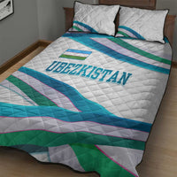 Uzbekistan Quilt Bed Set with Ribbon Wave Design - Wonder Print Shop