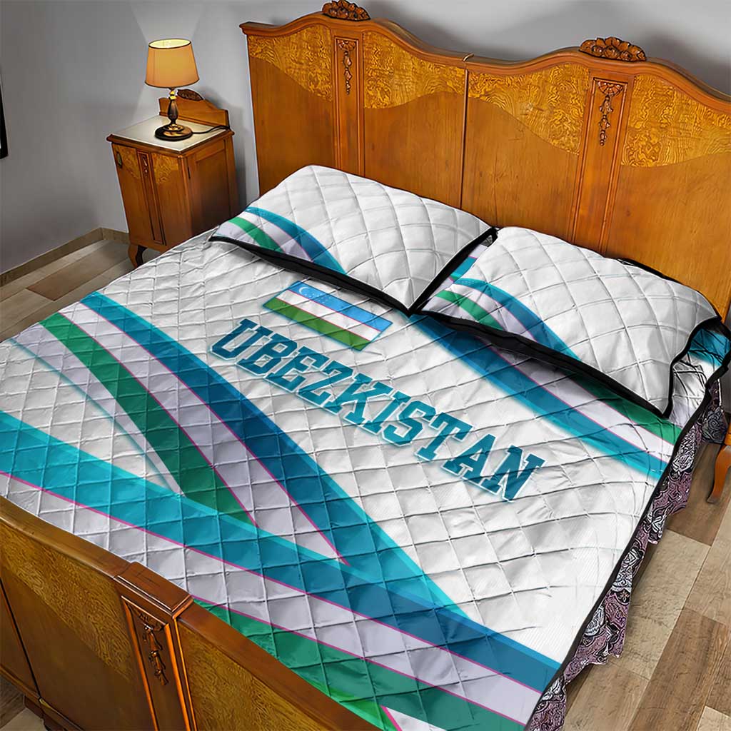Uzbekistan Quilt Bed Set with Ribbon Wave Design - Wonder Print Shop