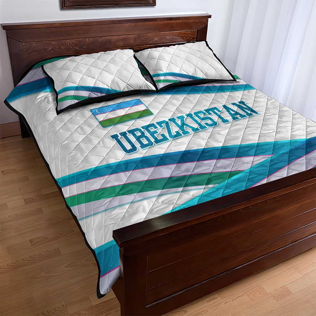 Uzbekistan Quilt Bed Set with Ribbon Wave Design - Wonder Print Shop