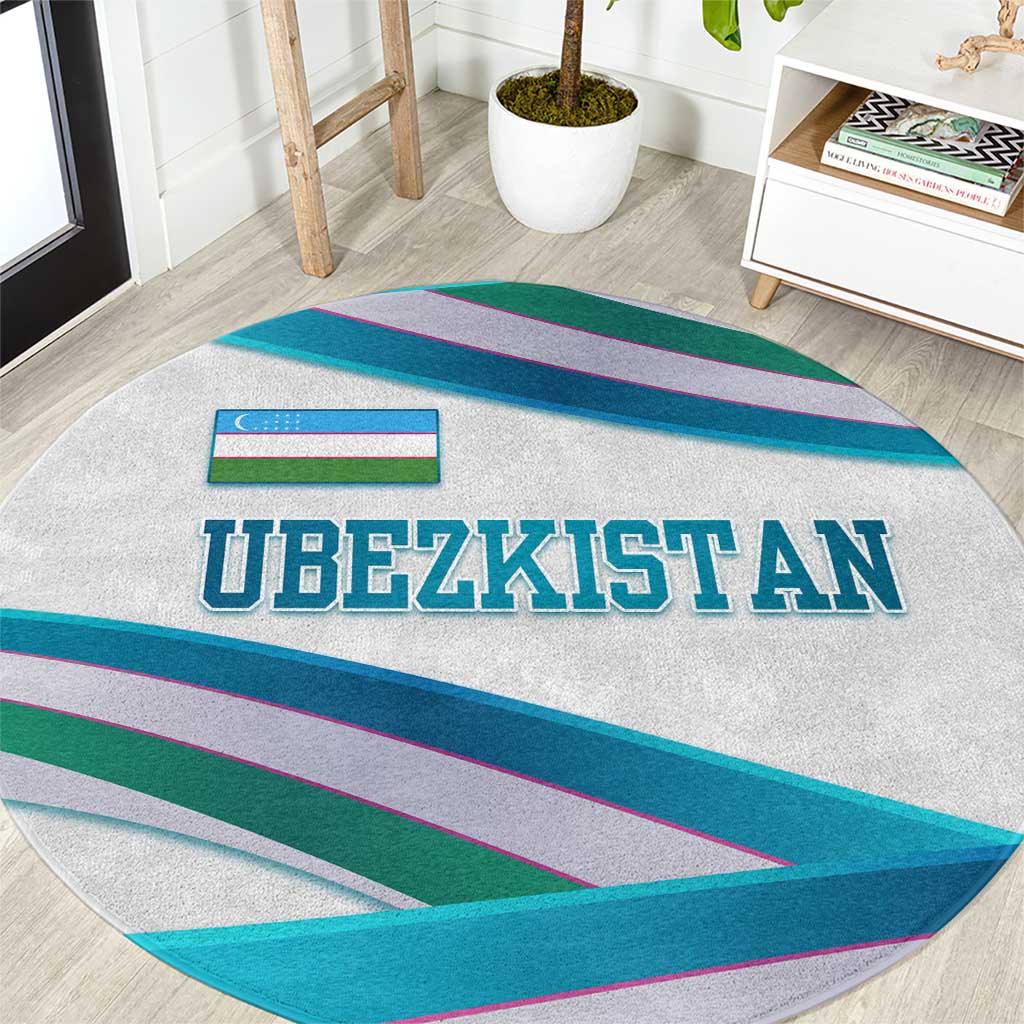 Uzbekistan Round Carpet with Ribbon Wave Design - Wonder Print Shop