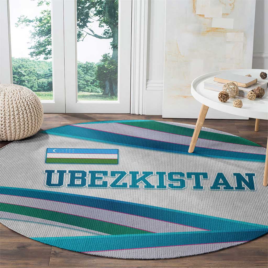 Uzbekistan Round Carpet with Ribbon Wave Design - Wonder Print Shop